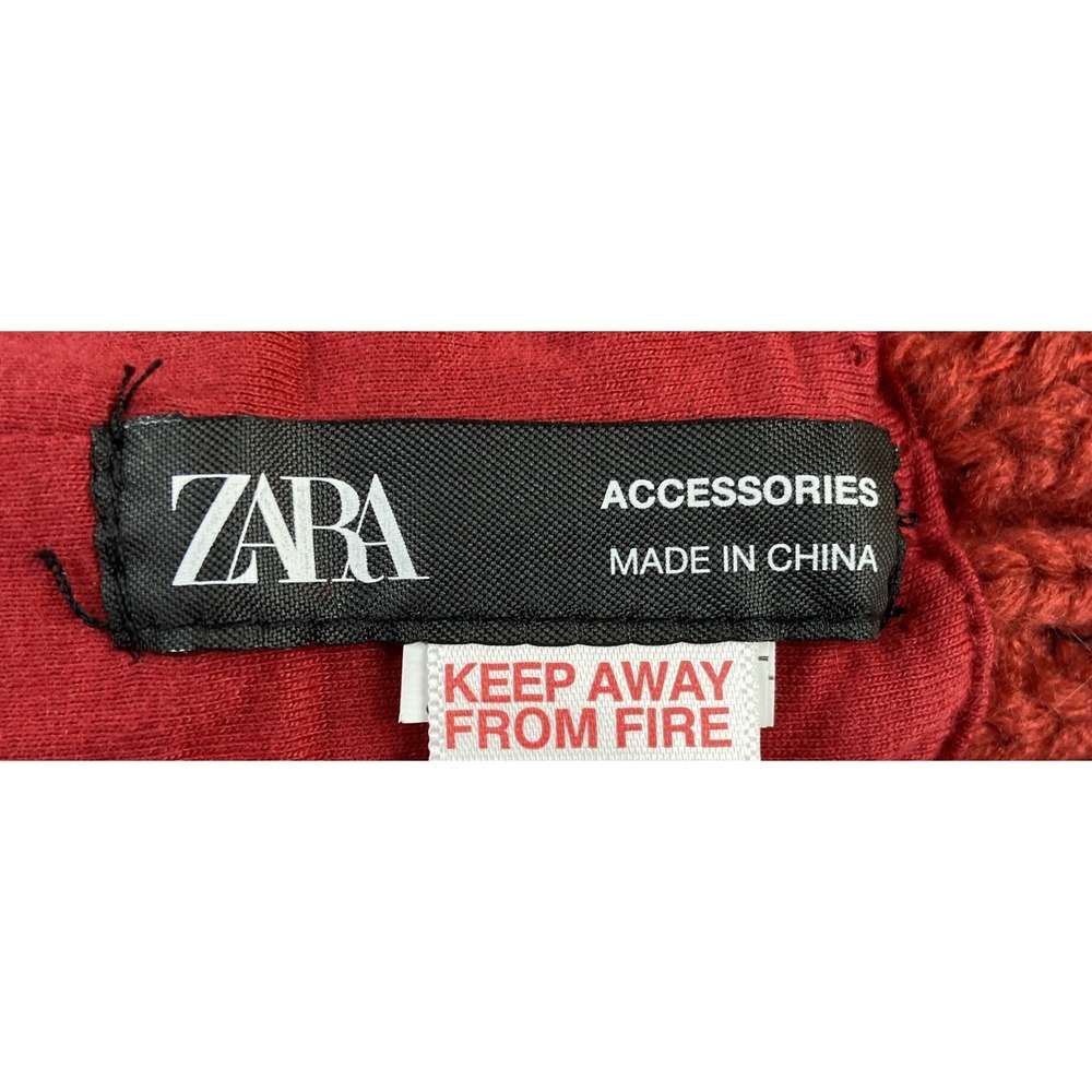 Zara Kids Knit Bennie With Pom, One Size Fits Most, Red - Picture 3 of 3